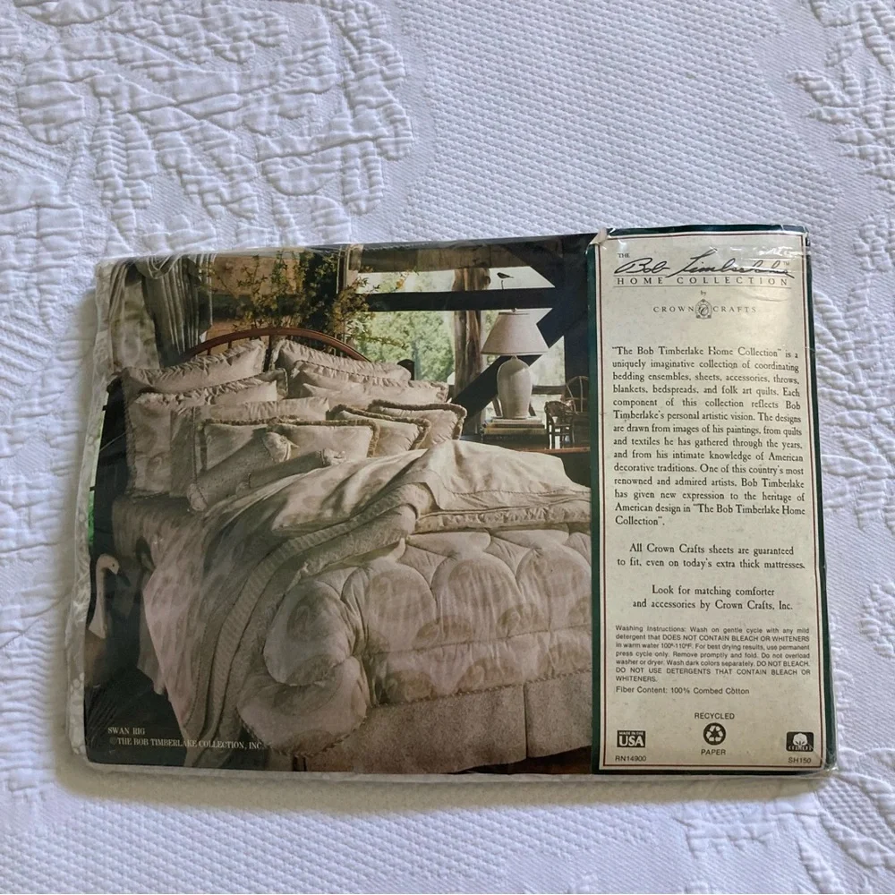New Vintage Bob Timberlake swan twin flat sheet luxury no iron percale cotton